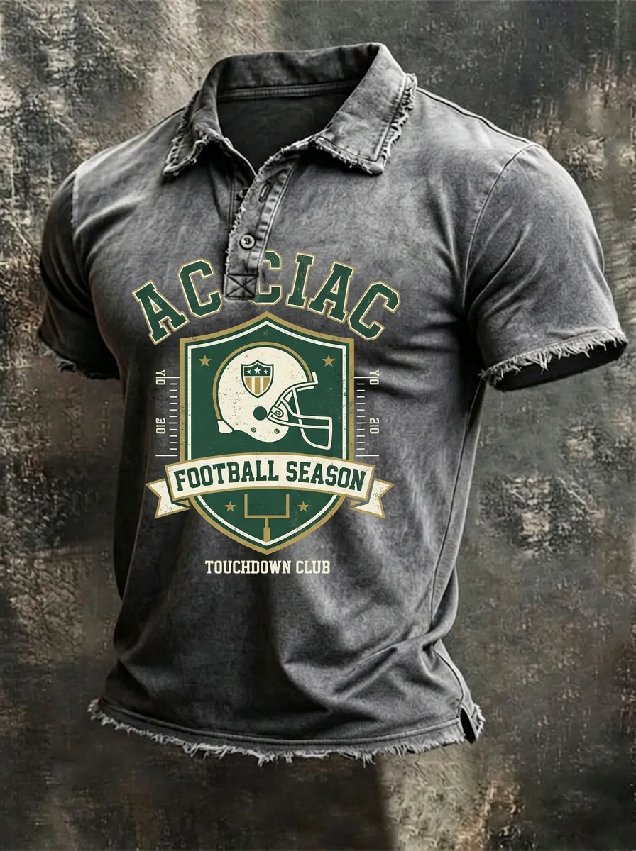 Classic Football Season Helmet Shield Graphic Polo Shirt