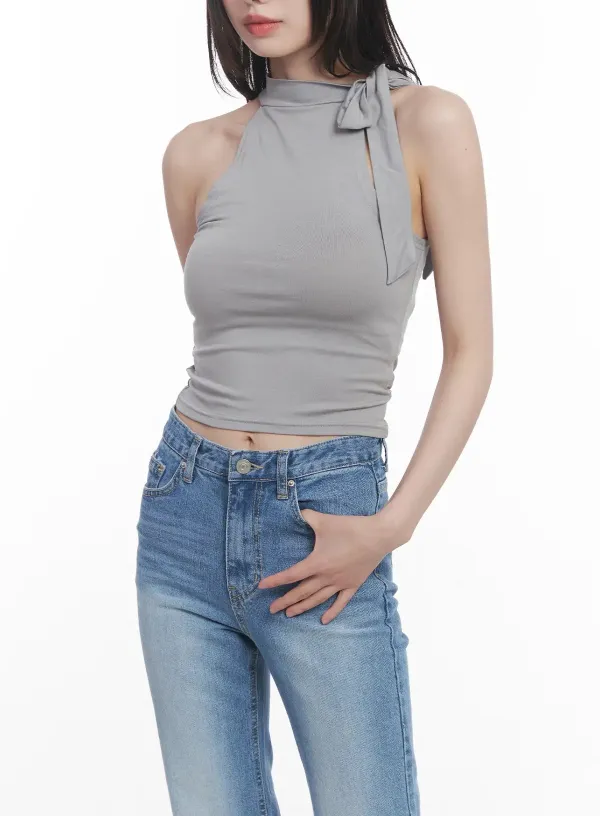 Slim-Fit Halter-Tie Tank Top