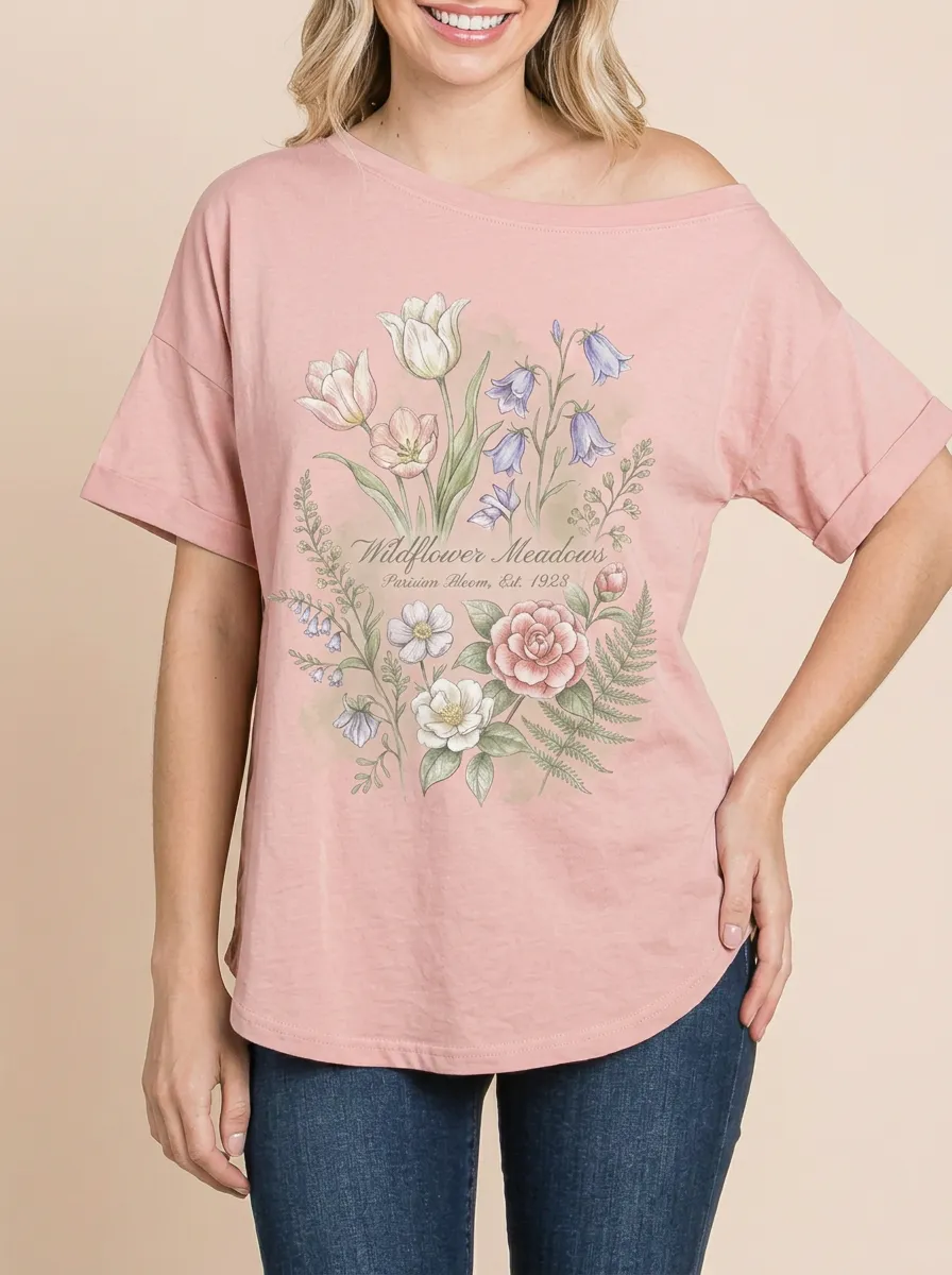 Women's Wildflower Meadows Botanical Garden Printed T-shirt