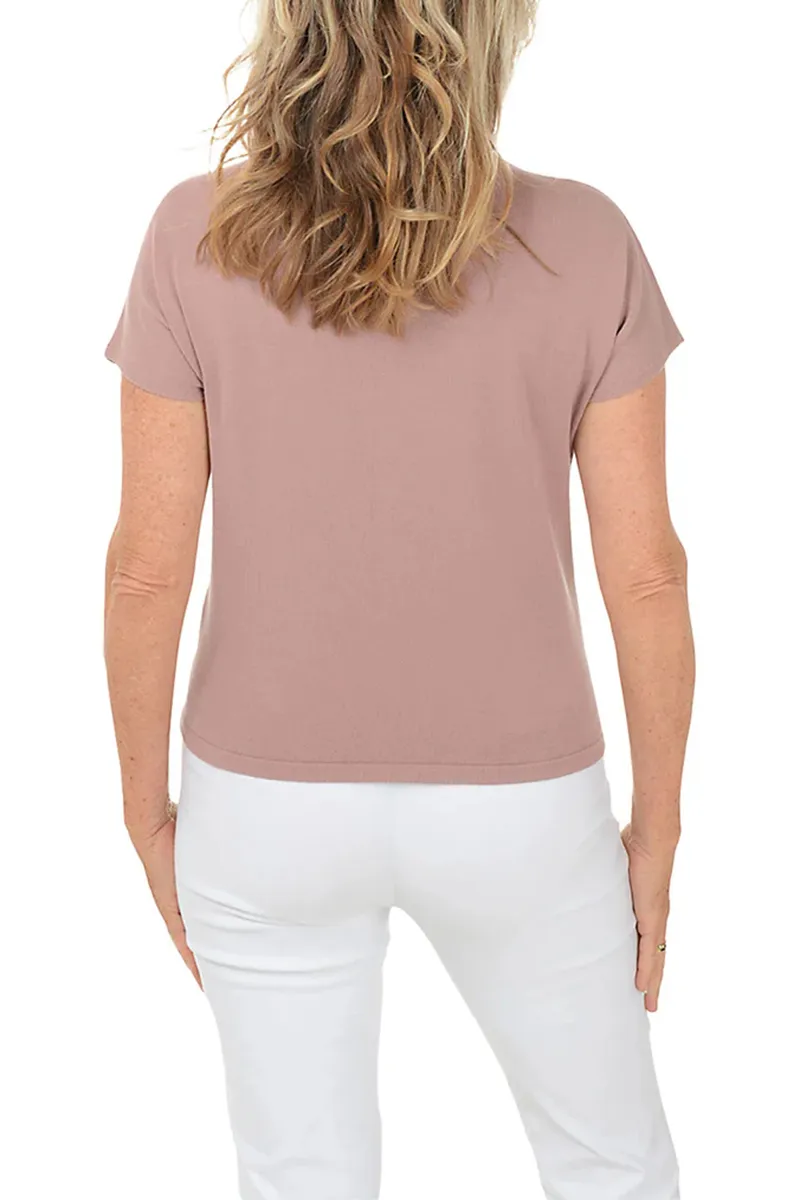 Solid Pointelle Cap Sleeve Sweater