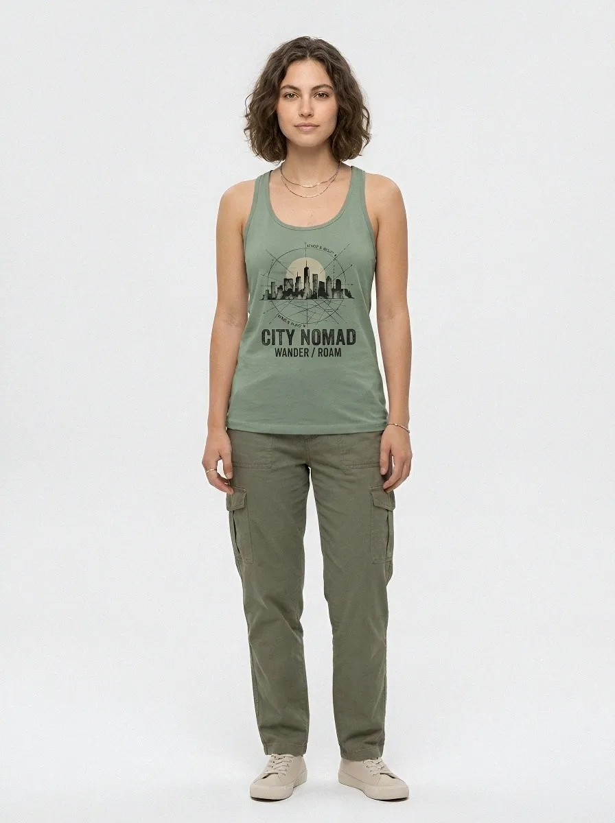 Women's City Nomad Travel Skyline Printed Tank Top