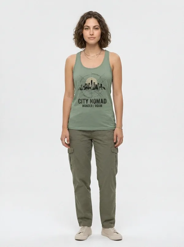 Women's City Nomad Travel Skyline Printed Tank Top