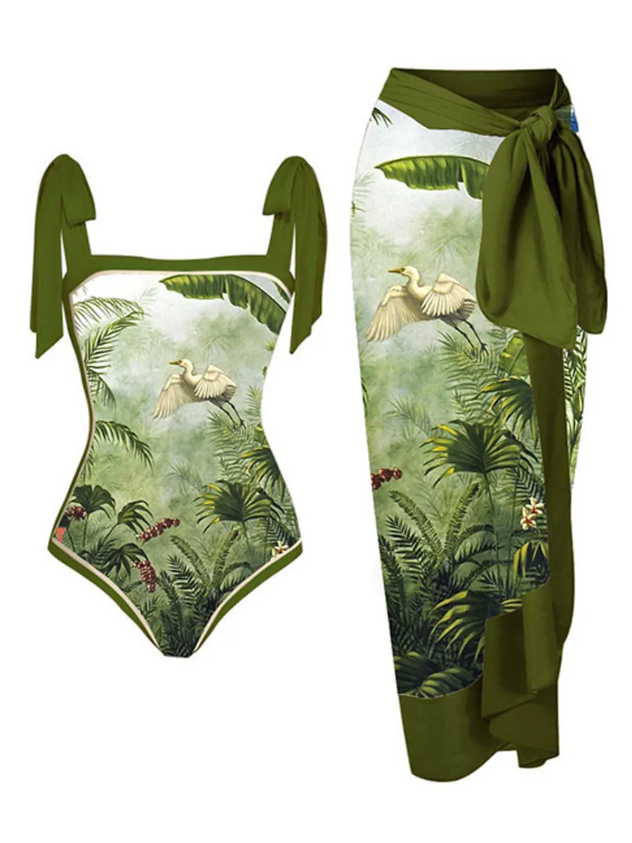 Natalie Chiffon Printed Swimsuit Set