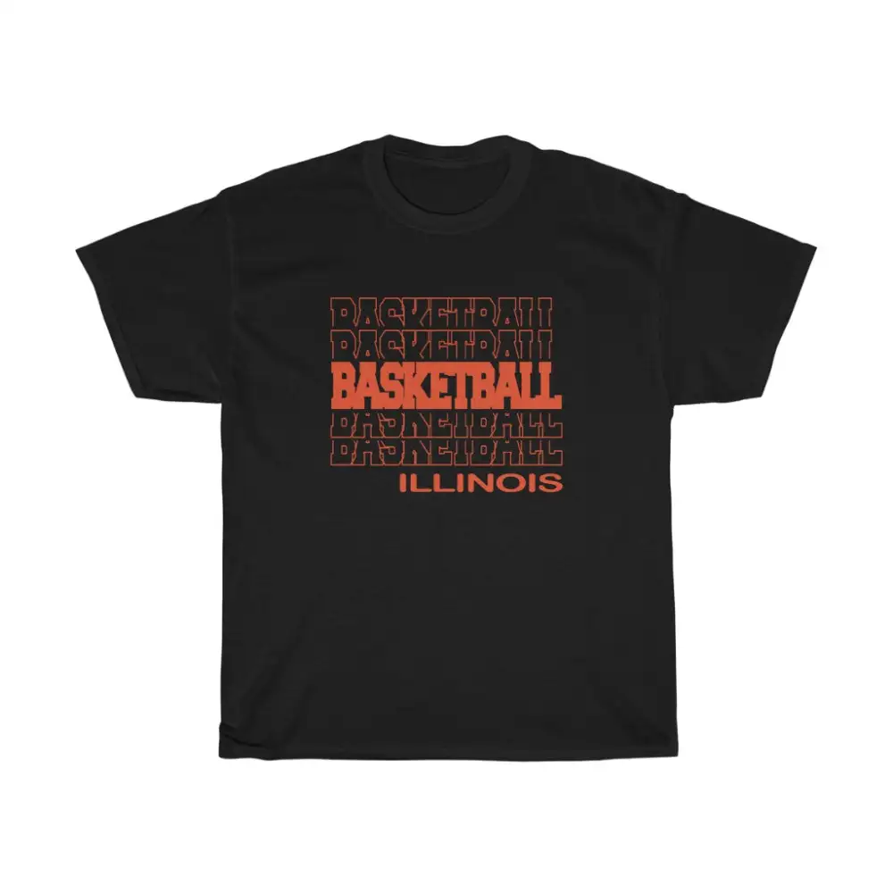 Basketball Illinois in Modern Stacked Lettering