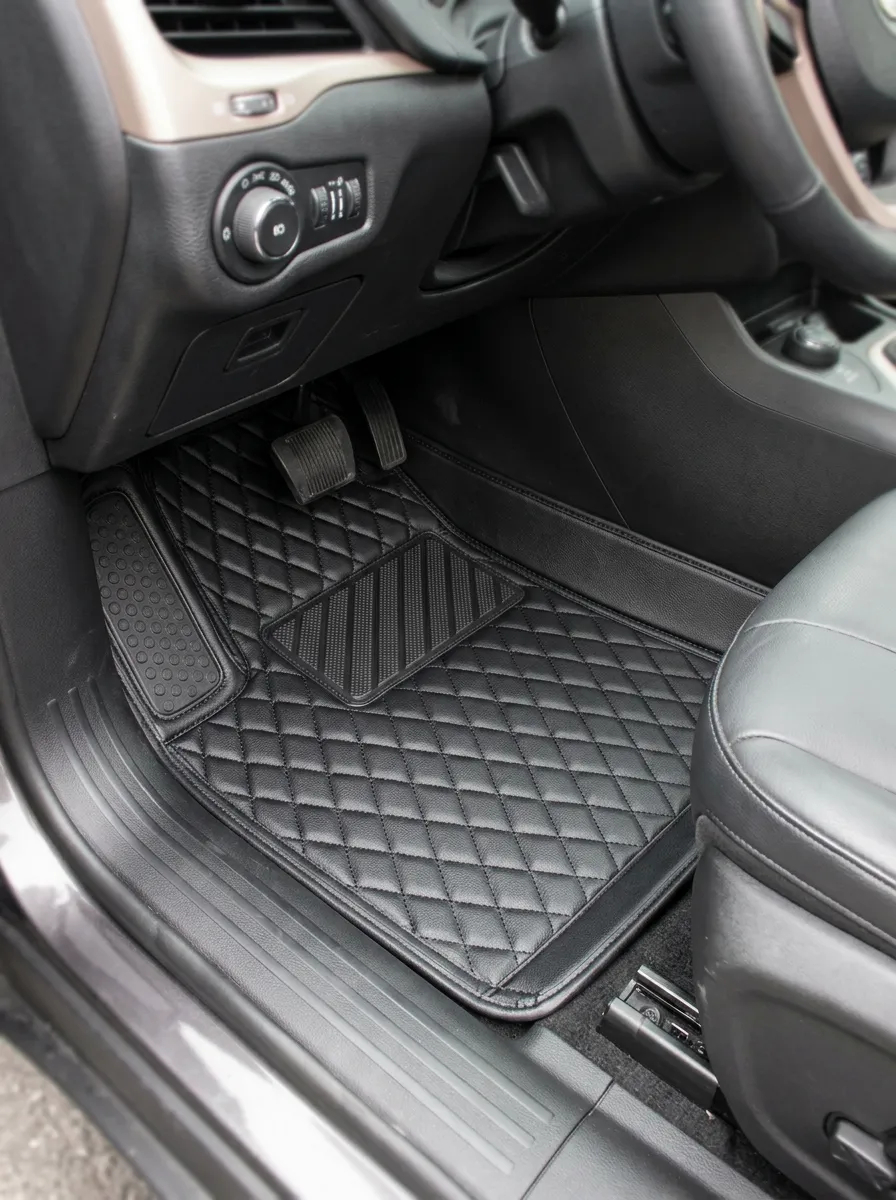Balanced Diamond Quilted Leather Vehicle Floor Mat