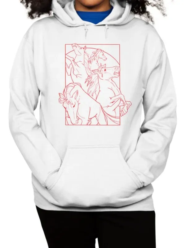 Artistic Horse Line Printed Hoodie