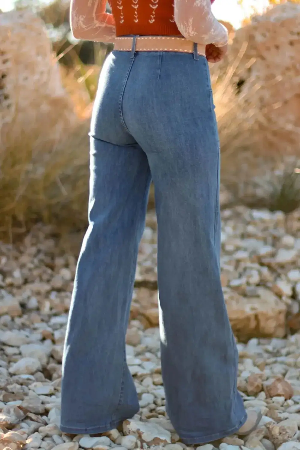 High-Waisted Wide-Leg Button-Front Jeans