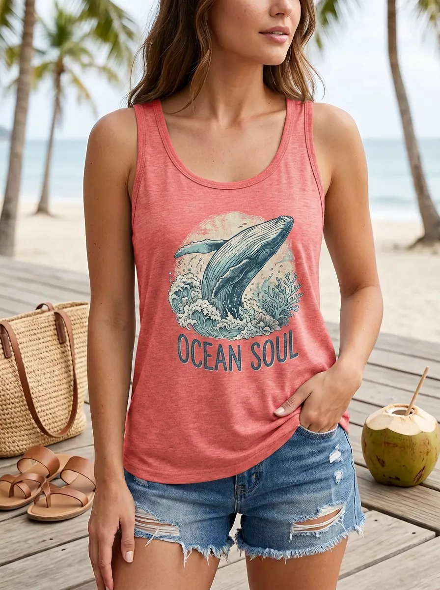 Ocean Lover Whale Ocean Soul Ribbed Tank Top