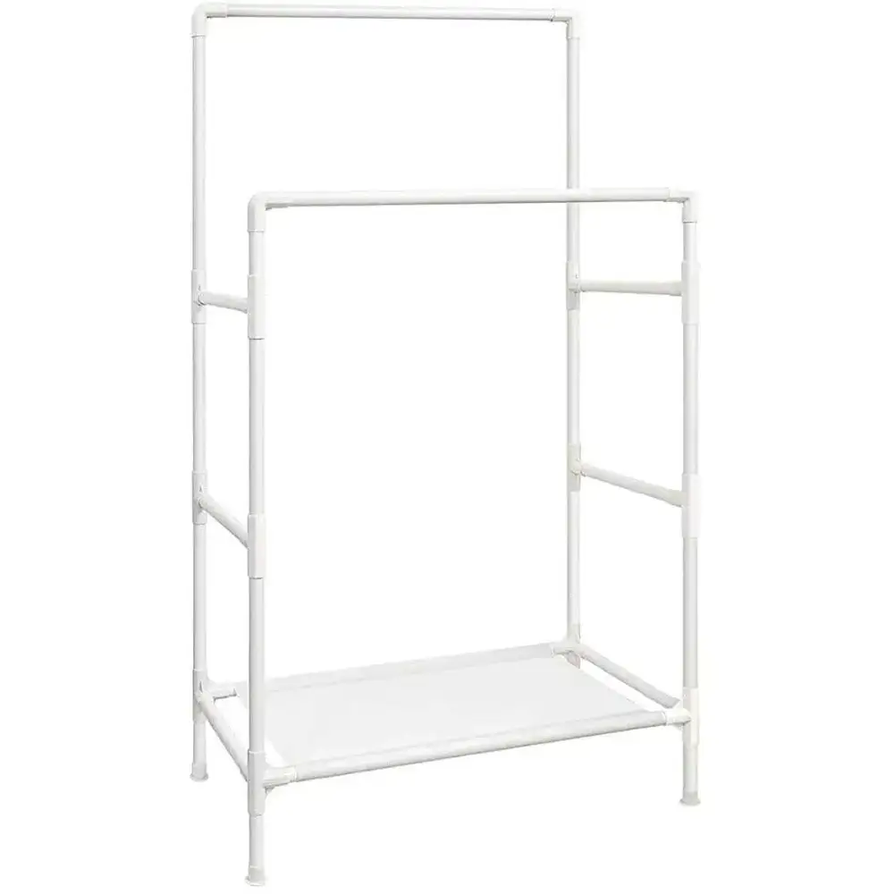 Double Rail Clothes Rack With Shelf