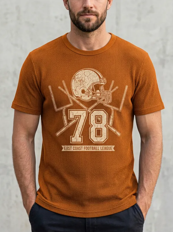 Men's American Football 78 Helmet Goalpost Printed T-shirt