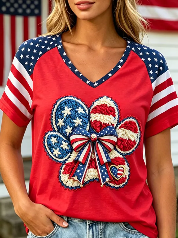 Women's USA 250th Anniversary Puppy Print T-Shirt
