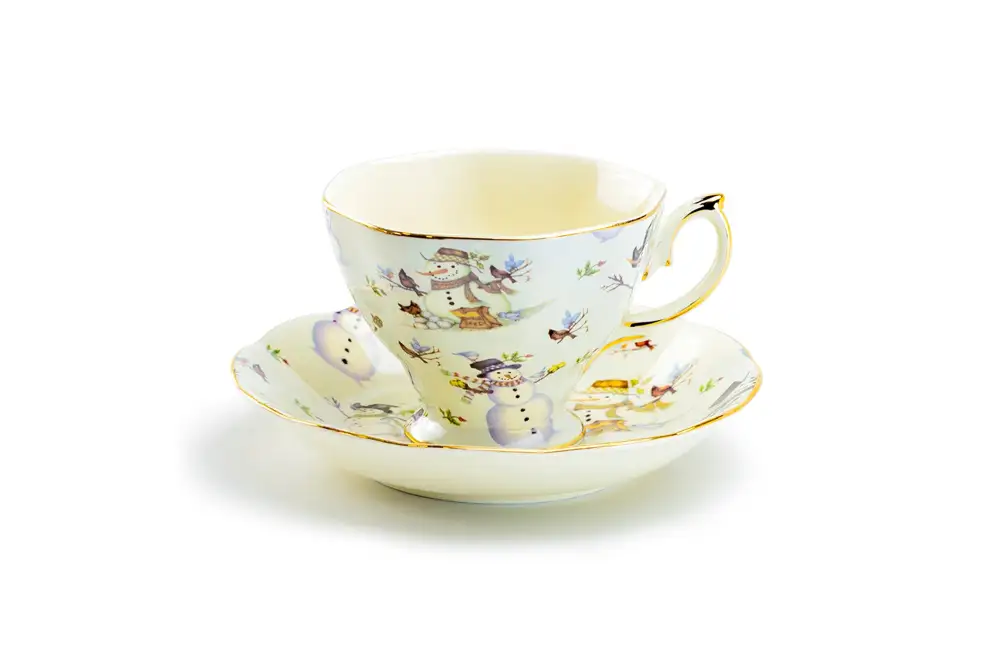 Snowmen Porcelain Tea Cup And Saucer