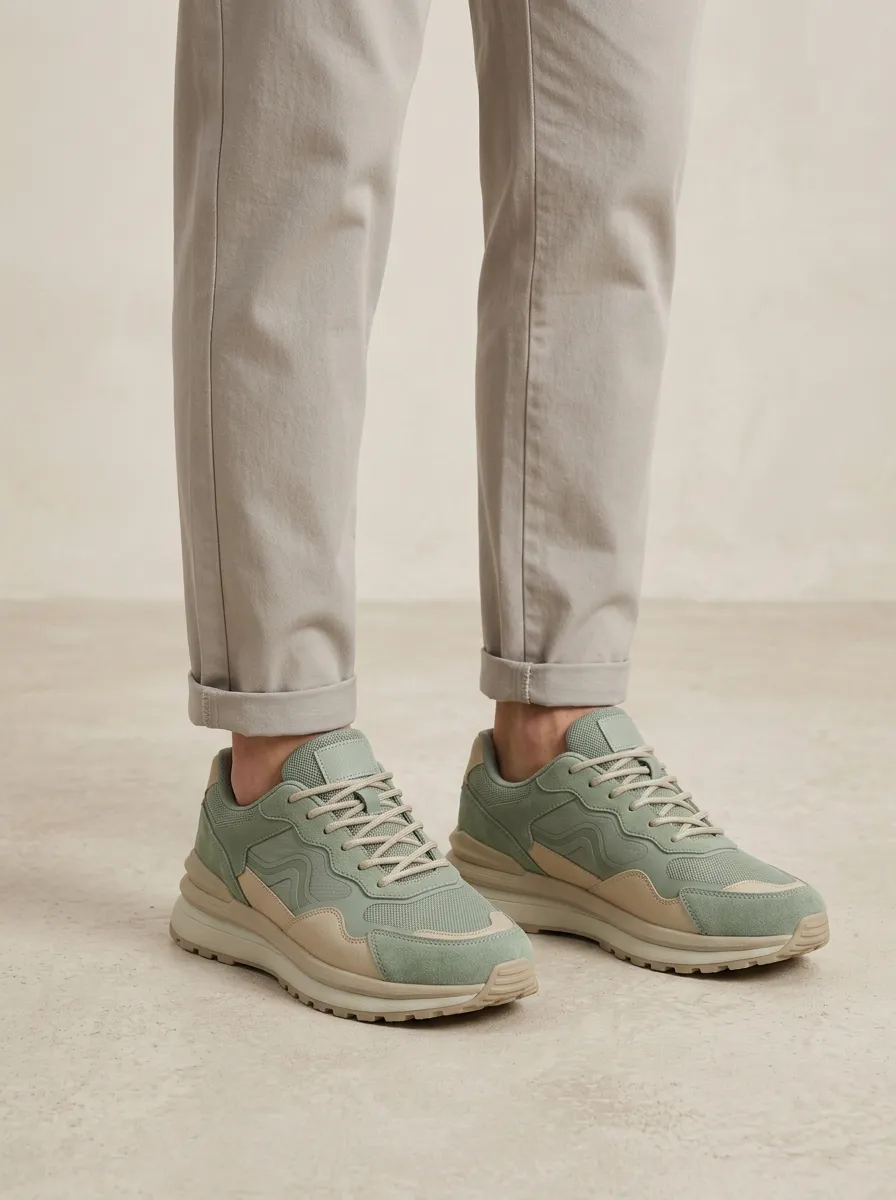 Unisex Suede Mesh Casual Print Sneakers