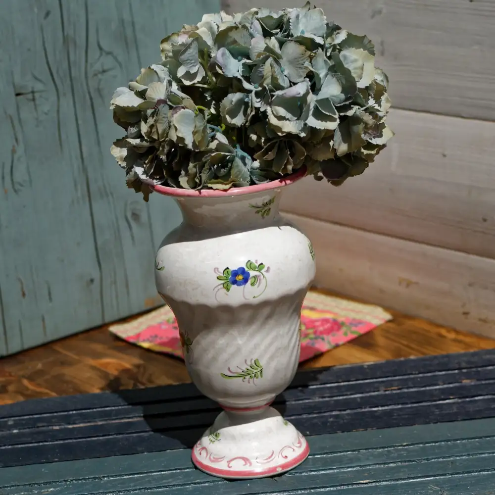 Transferware Hand-Painted Decorative Vase