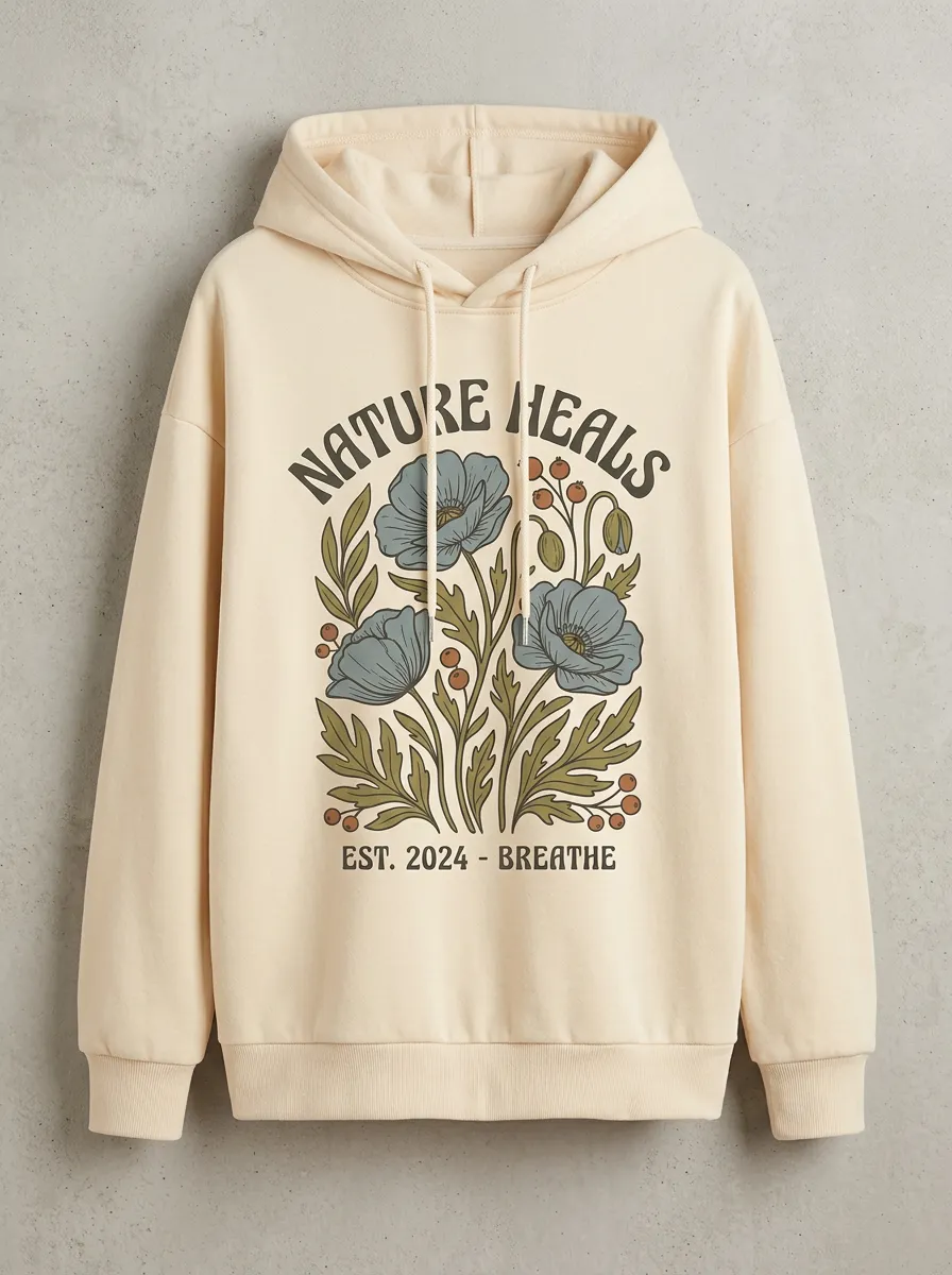 Nature Heals Floral Botanical Hoodie
