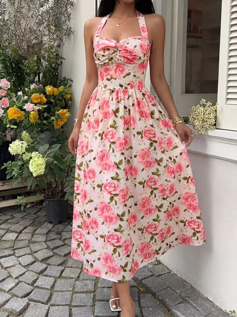 Halter Halter Neck Midi Dress