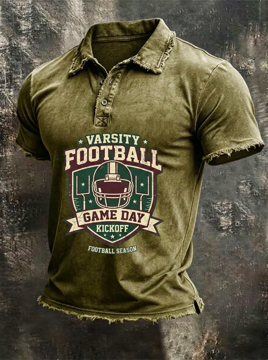 Varsity Football Game Day Helmet Graphic Polo Shirt