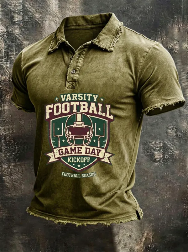 Varsity Football Game Day Helmet Graphic Polo Shirt