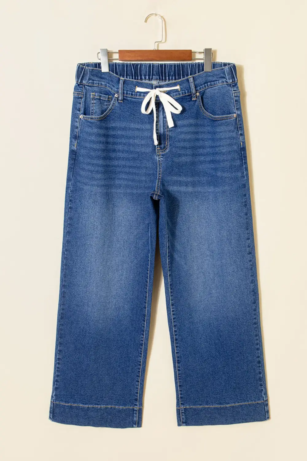 Acid Wash Contrast Lace Up Jeans