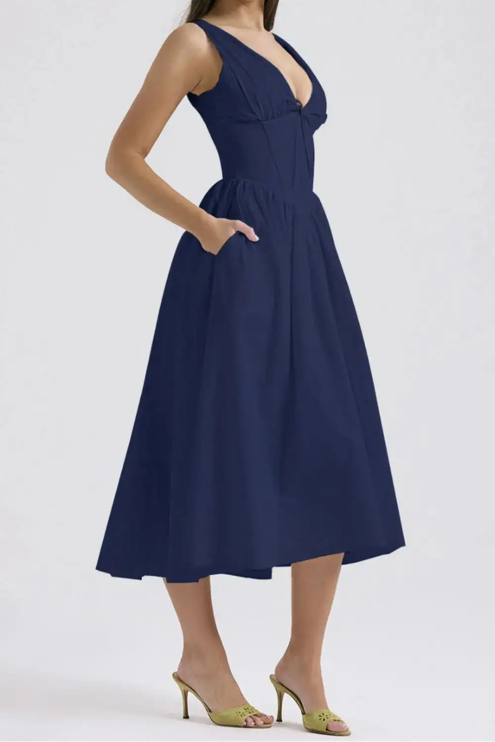 Modern V Neck Sleeveless Casual Dress