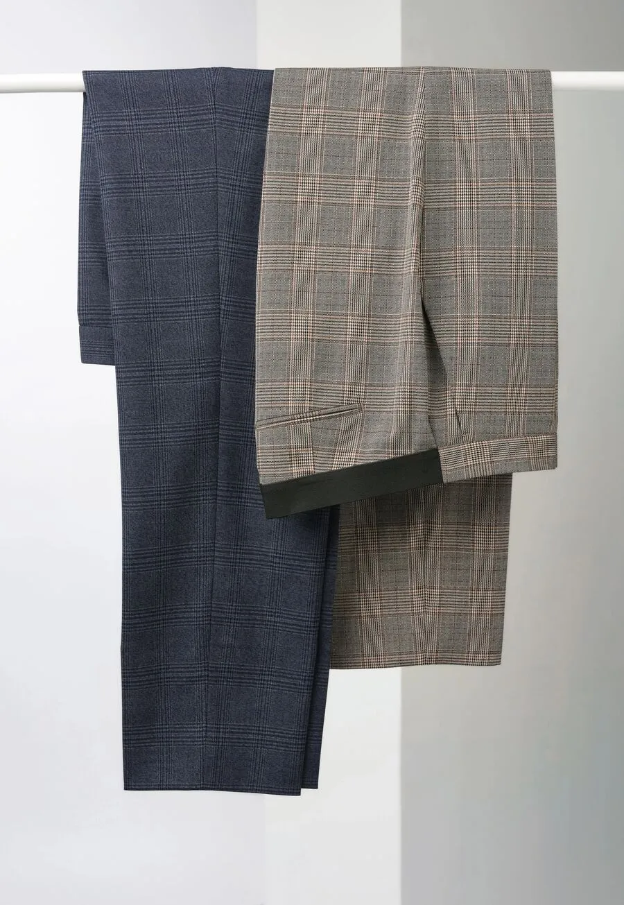 Women's Checked Tailored Fit Slim Leg Suit Trousers