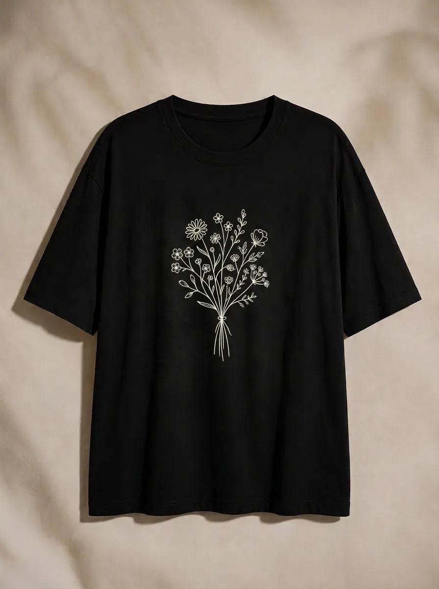 Women's Floral Lover Wildflower Bouquet Printed T-shirt