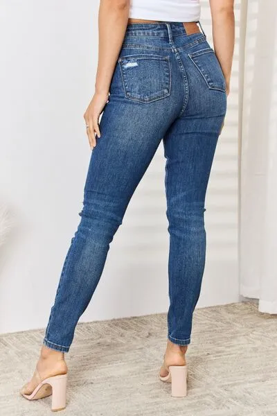 High Waist Distressed Slim Denim Jeans