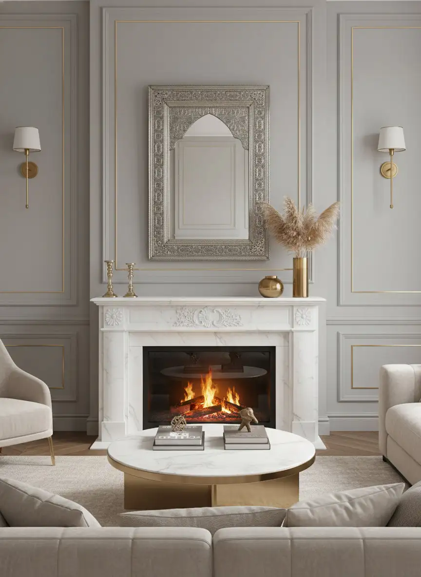 Embossed Metal Statement Wall Mirror