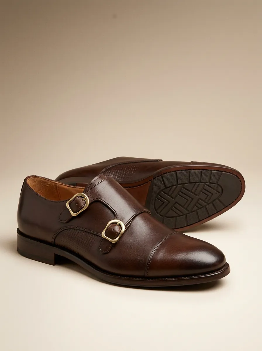 Men's Easygoing Classic Business Leather Double Monk Strap Shoes