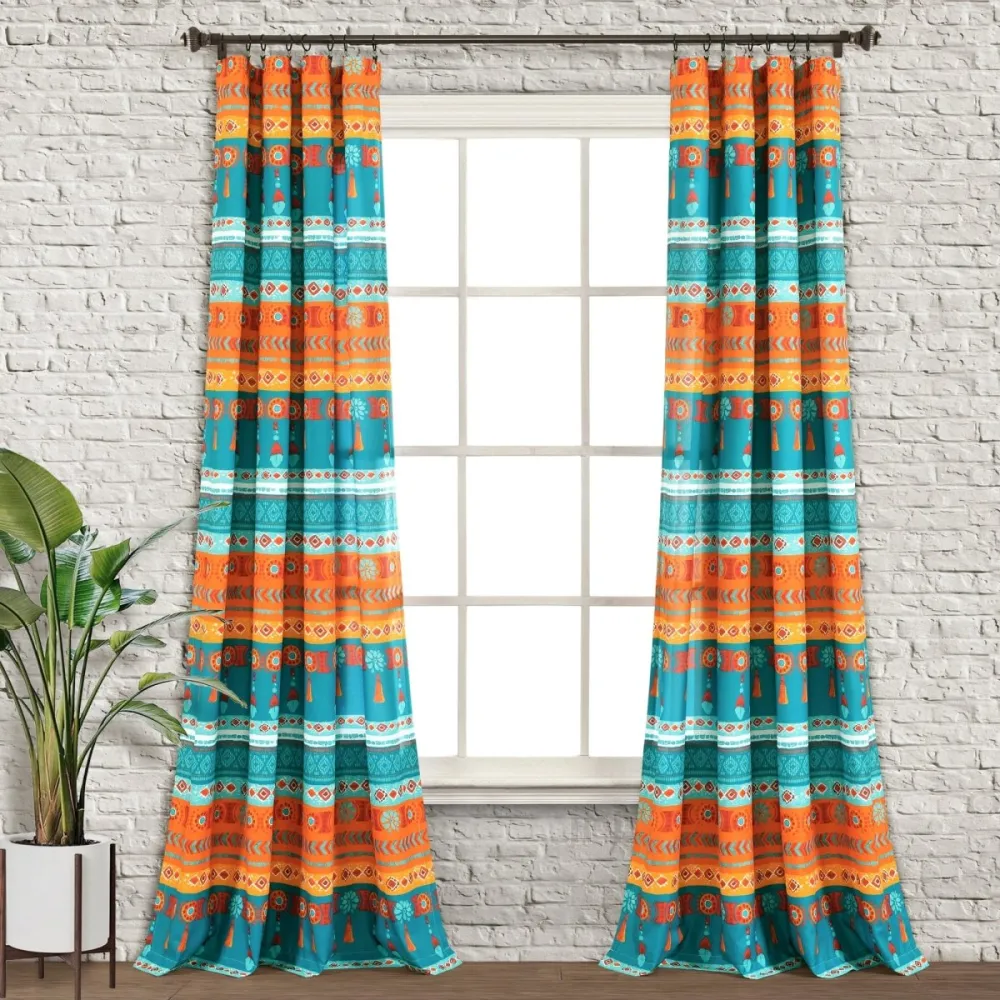 Bohemian Stripe Curtain Panel Set