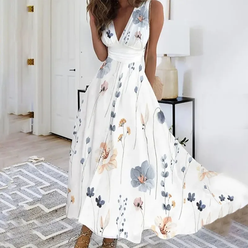 Sleeveless V-Neck Maxi Dress