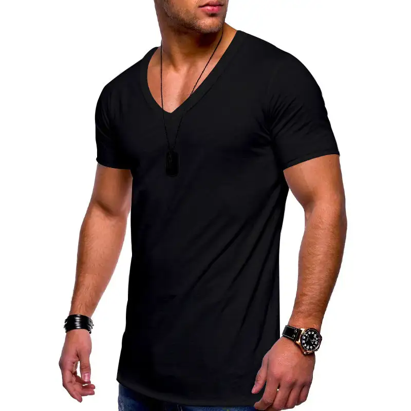 Men's V-Neck T-Shirt Fine Jersey With Slim Silhouette And Flat Seams