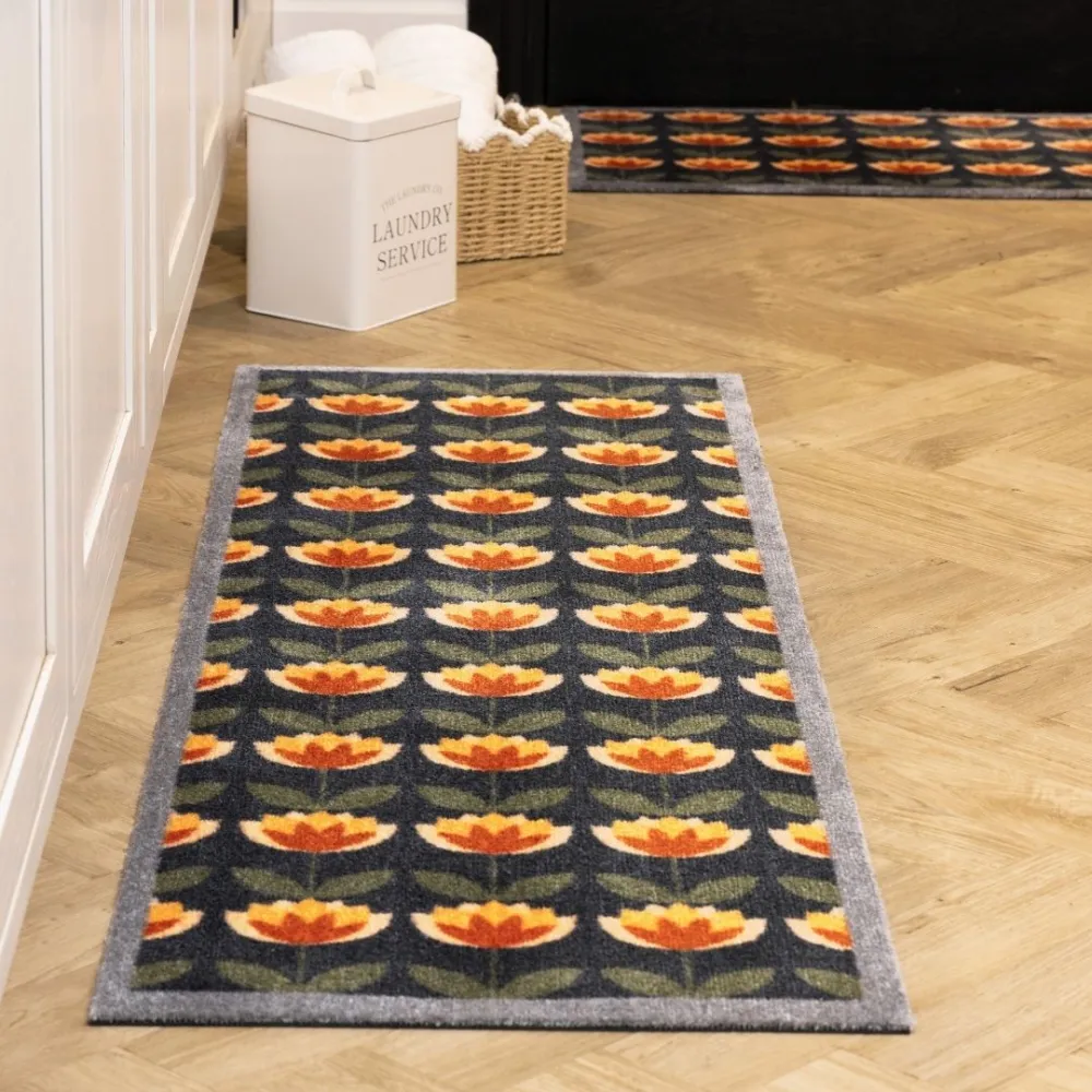 Retro Floral Runner Rug