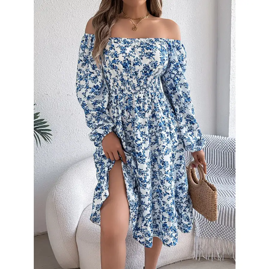 Long Sleeve Square Neck Midi Dress