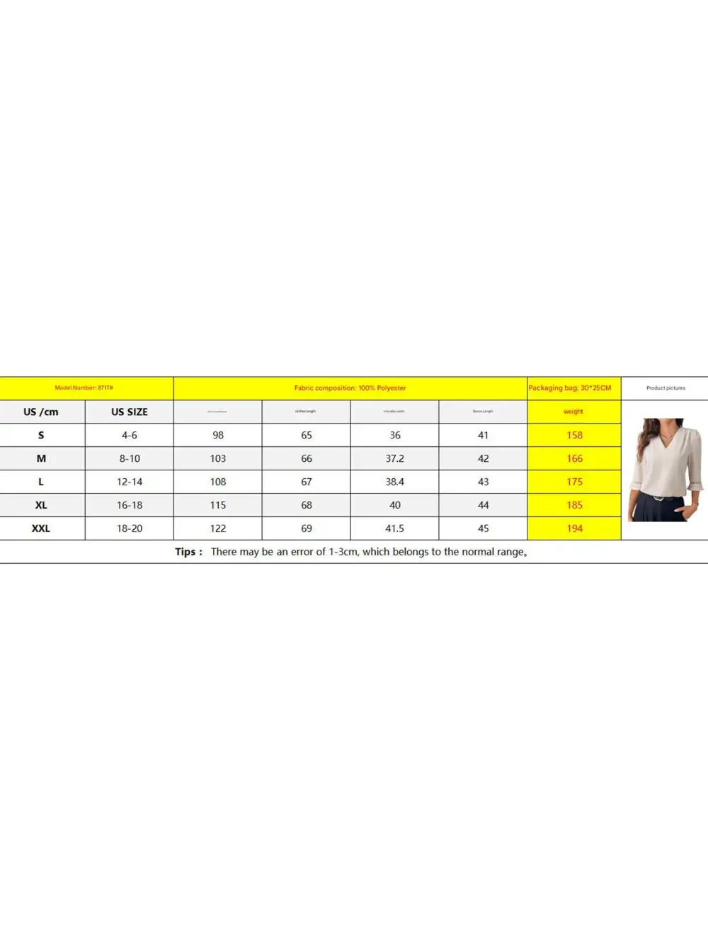 V Neck Office Three Quarter Sleeve Blouse