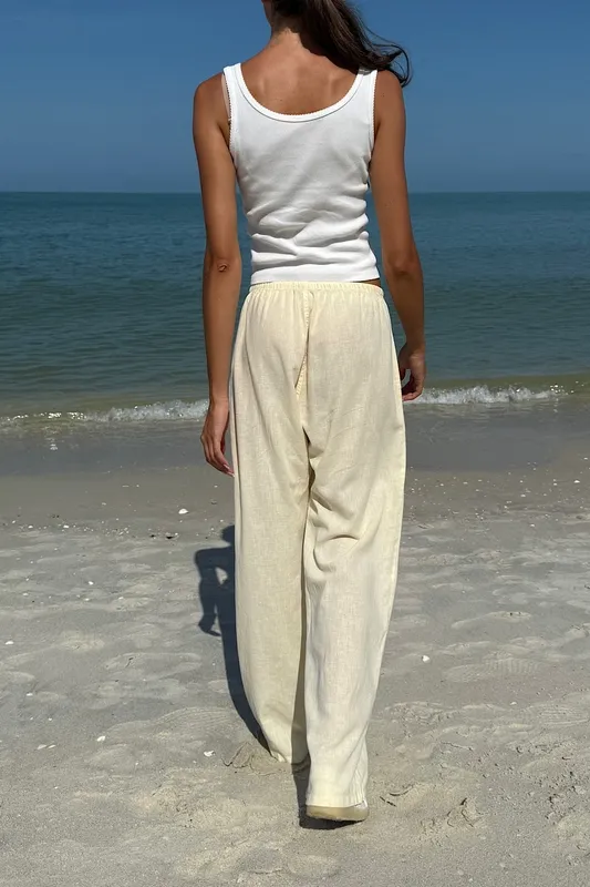 Pastel Yellow Drawstring Pants