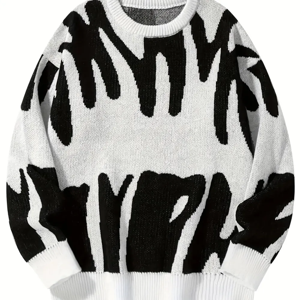 Graphic Pattern Pullover Sweater Crew Neck