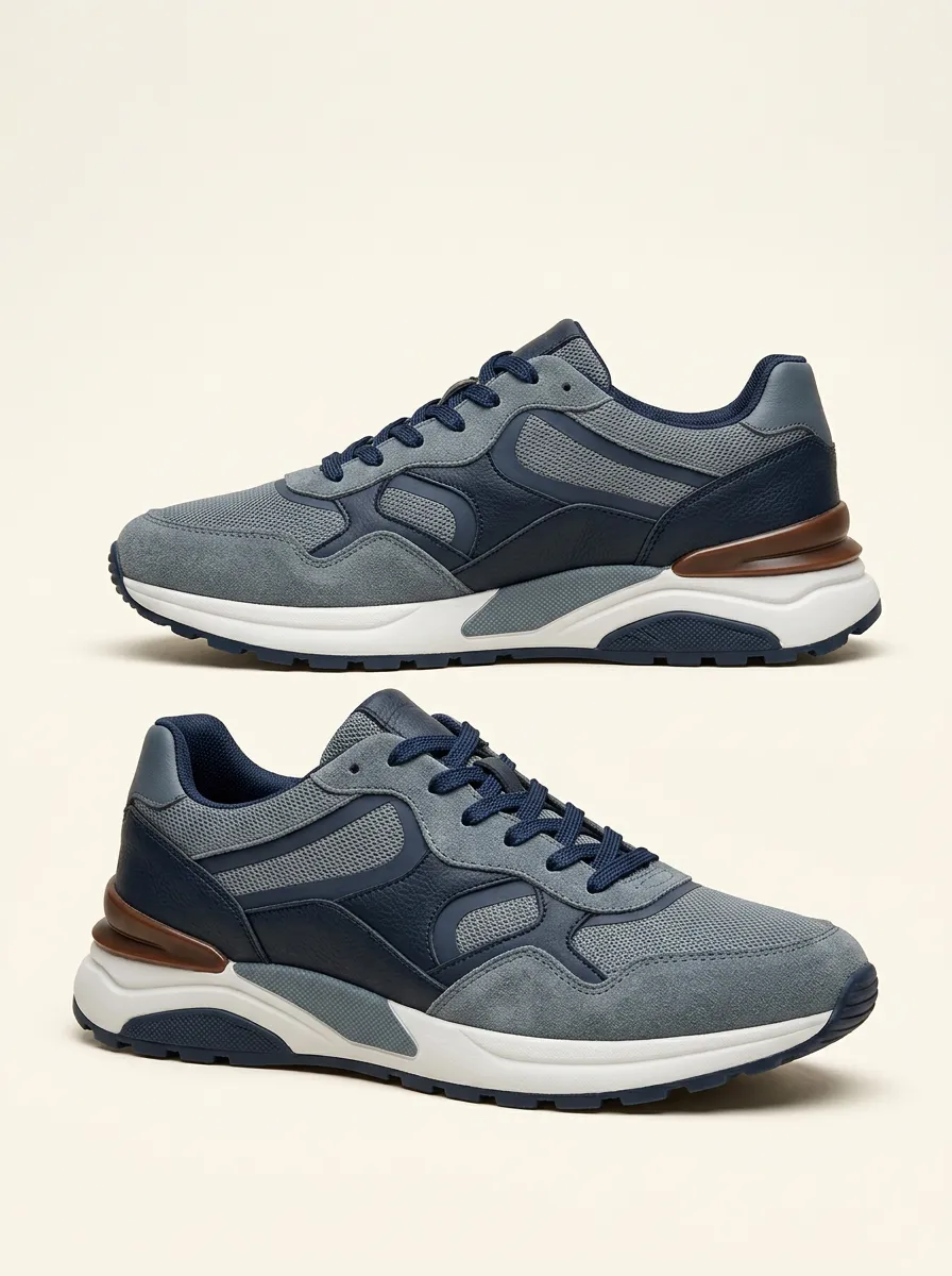 Men's Casual Sporty Suede Mesh Patchwork Sneakers
