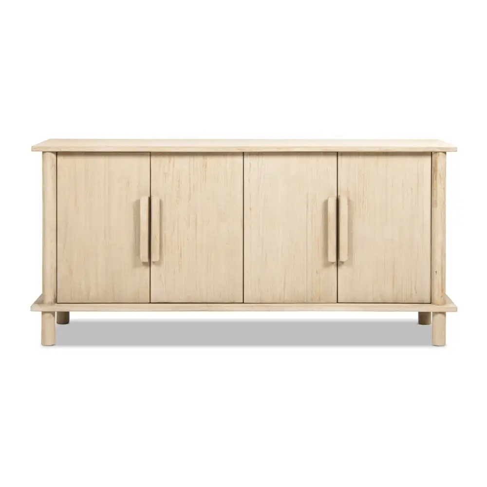 Cerused Pine Wood Four-Door Sideboard