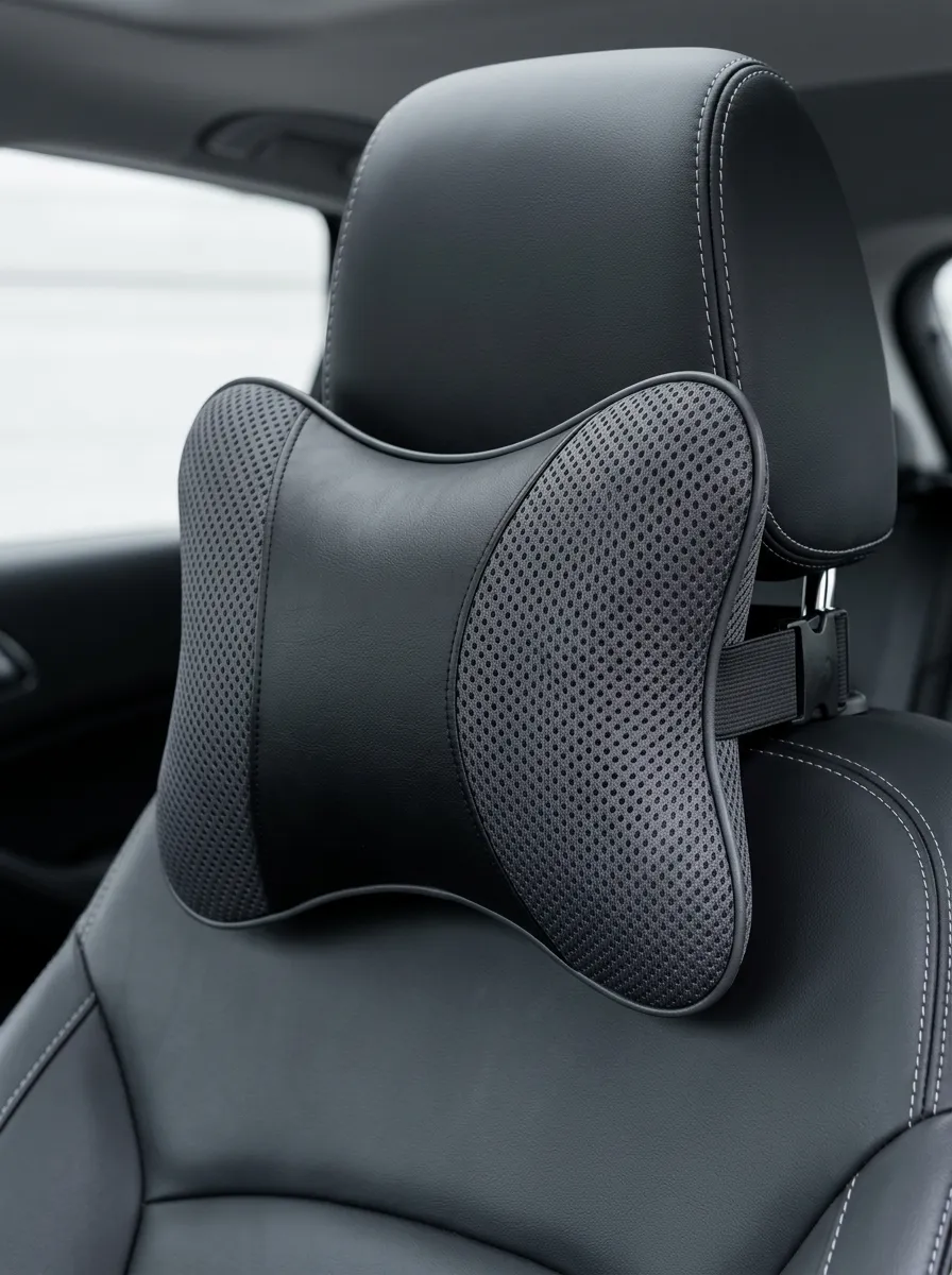 Neck-Support Mesh Leather-Look Ergonomic-Look Car Neck Support Pillow