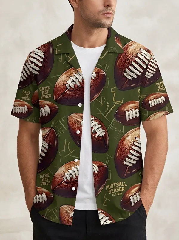 Men's Football Game Day Vibes Printed Hawaiian Shirt