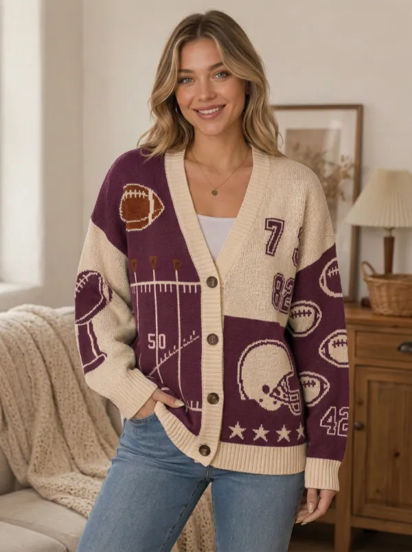 Women's Heritage Gridiron Helmet Ball Knit Cardigan