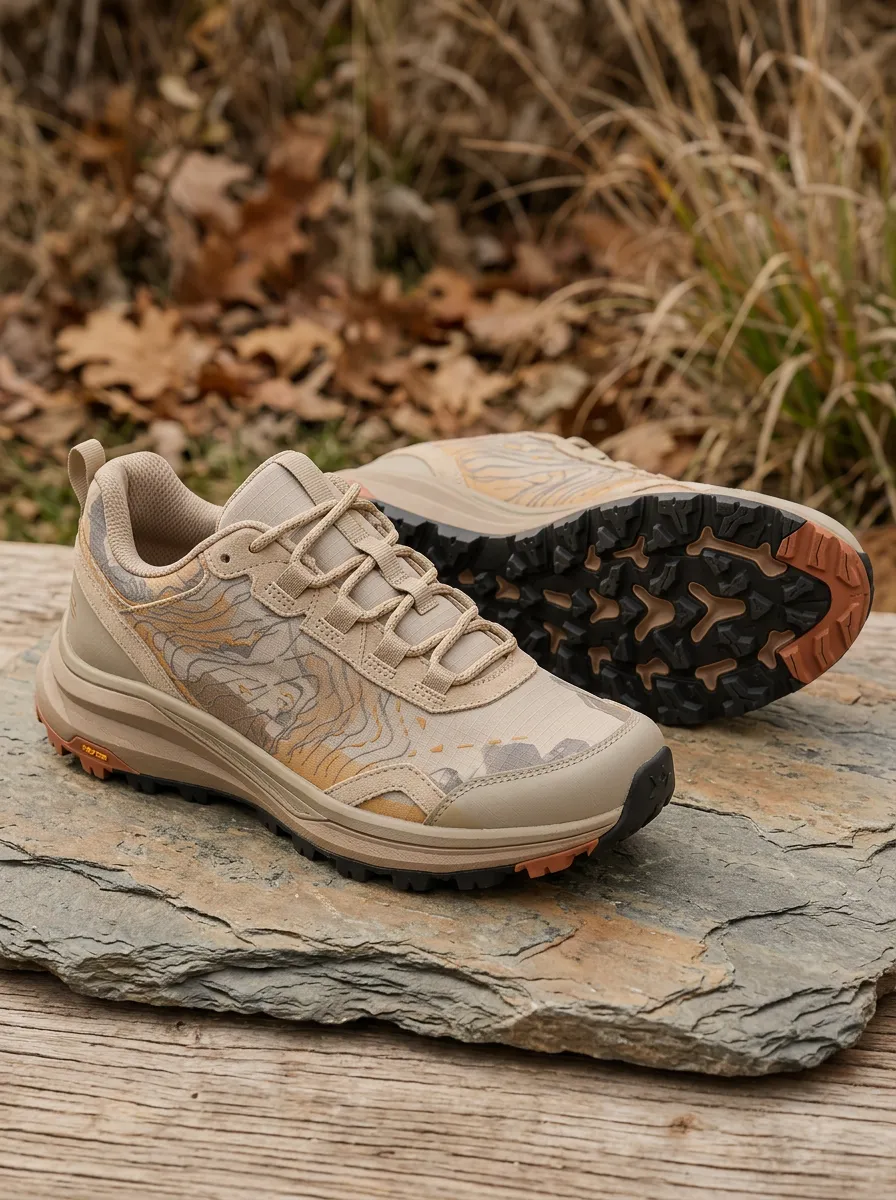 Women's Motion Outdoor Hiking Topographic Map Printed Sneakers