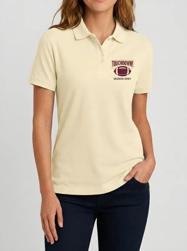 Women's American Football Touchdown Gridiron Spirit Printed Polo Shirt