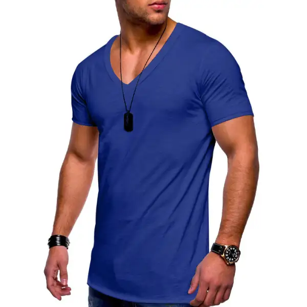 Men's V-Neck T-Shirt Fine Jersey With Slim Silhouette And Flat Seams