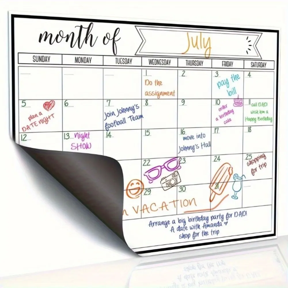 Magnetic Monthly Whiteboard Calendar