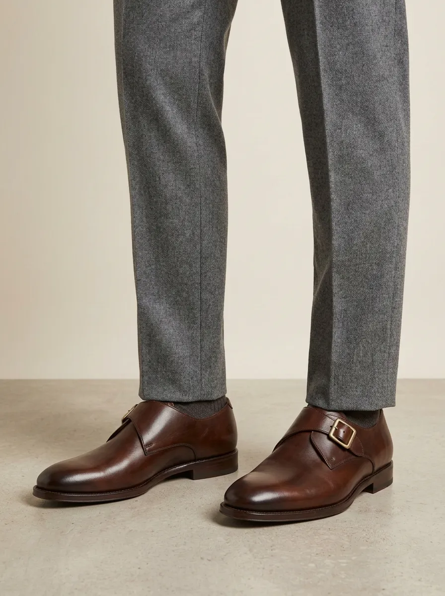 Men's Versatile Classic Business Leather Single Monk Strap Shoes