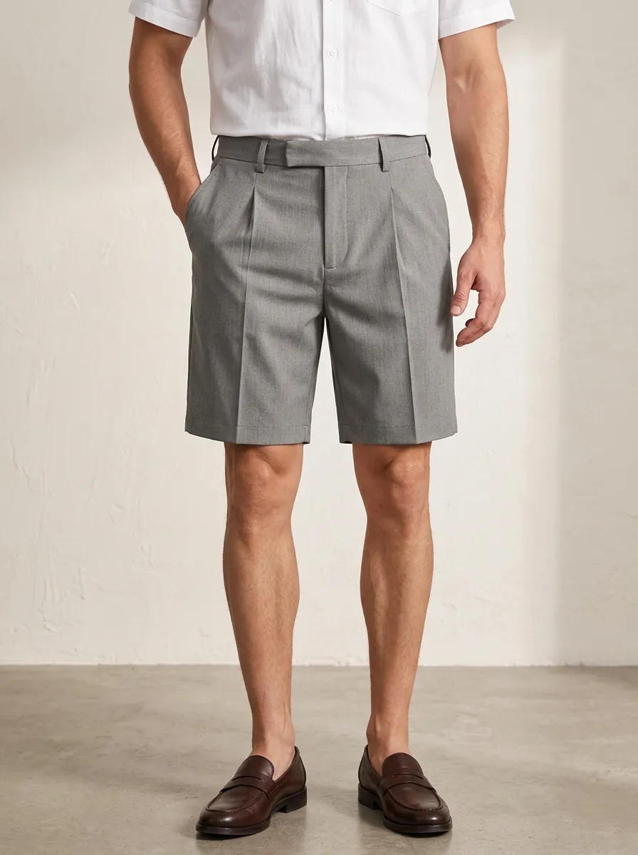 Men's Refined Tailored Casual Business Pleated Tailored Shorts