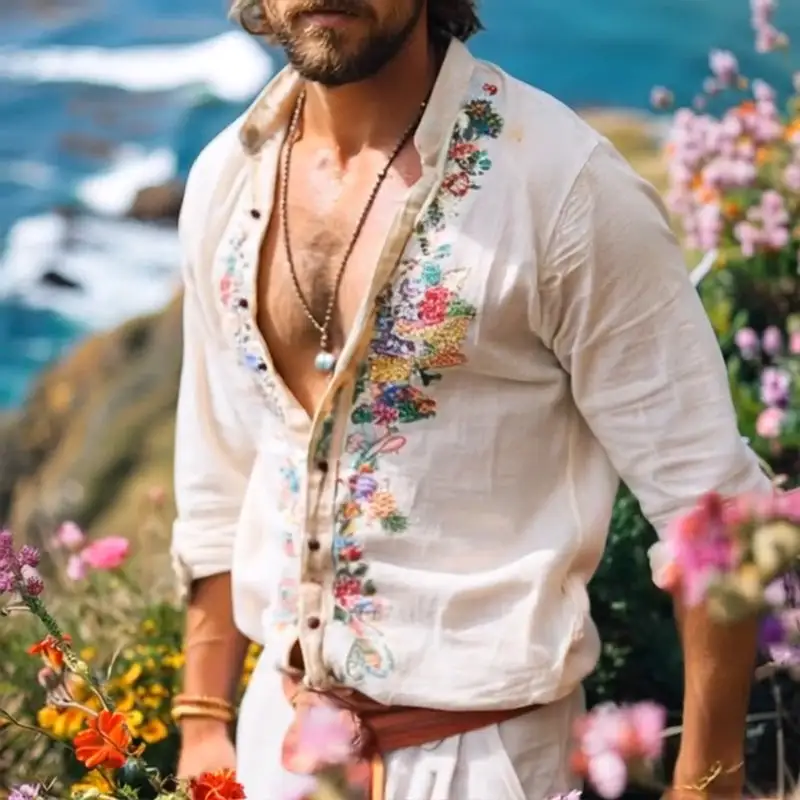 Embroidered Textured Woven Shirt