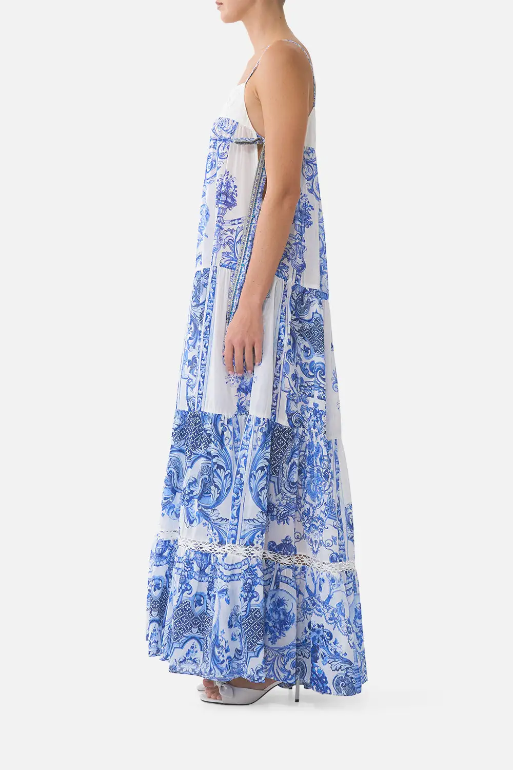 Long Tiered Dress with Bow Ties